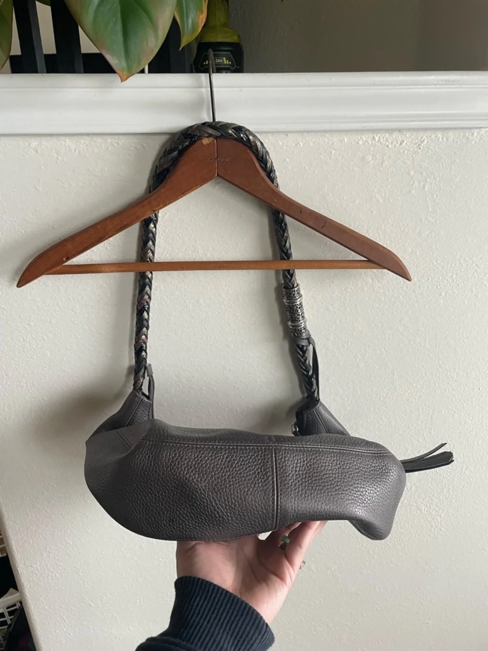 Brighton Barbados Ziptop Hobo Leather Shoulder Bag - Zinc Pearl - Picture 3 of 8